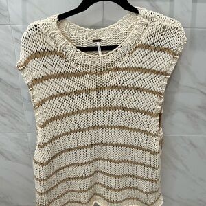 Free People Wave after Wave Crochet Tank - Morning Sand Combo size XL